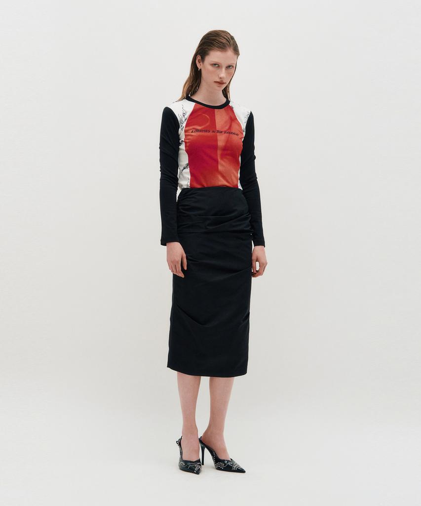 Kimjisu Draped Long Skirt _ Black