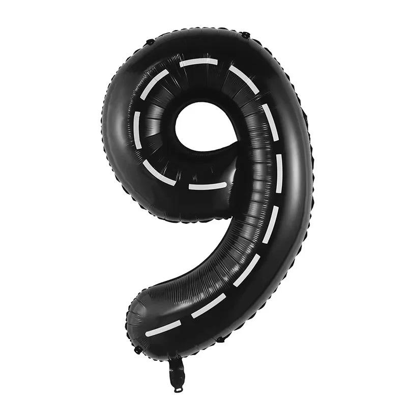 1pcs 40inch imitation American black and white striped line racing theme large digital white digital party decoration big number