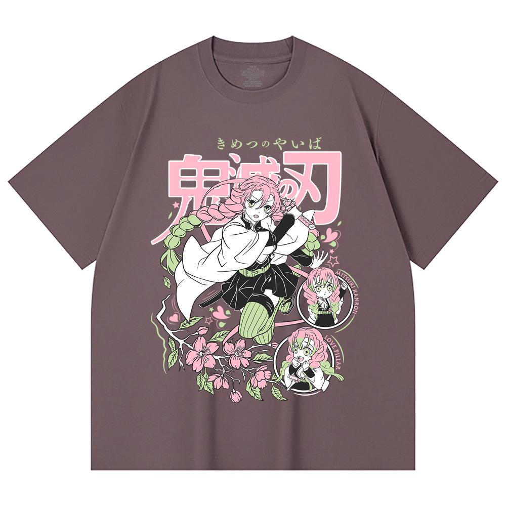 230 Gsm 100% Cotton Demon Slayer V6 Mitsuri Print Unisex Heavy Cotton T Shirt