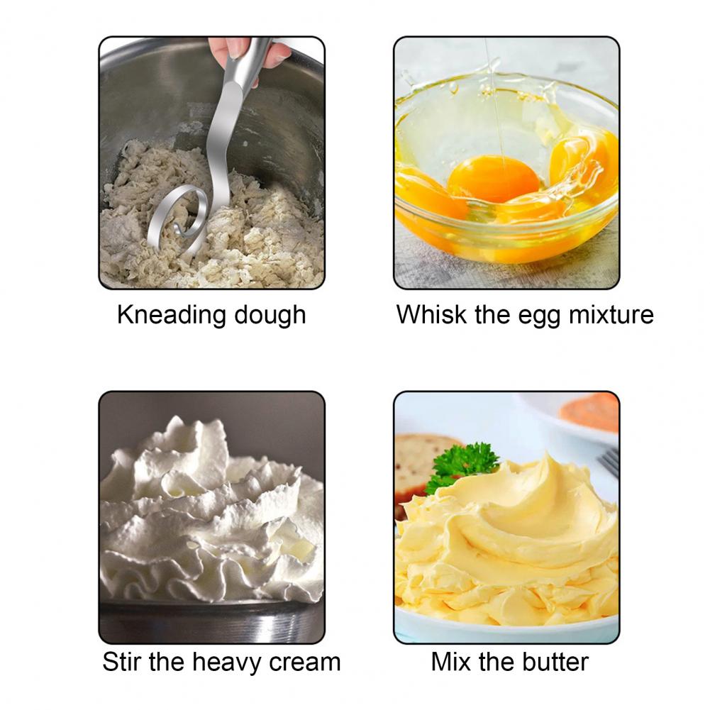 Durable Dough Whisk Stainless Steel Danish Dough Whisk Ergonomic Bread Pastry Mixer Dishwasher Safe Sourdough Pizza Whisk