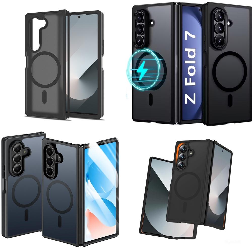 Custom Frosted Slim Magnetic Hinge Camera Lens Protection Protective Phone Case for Galaxy Z Fold 7 6 8 Wide with Magnet Charge