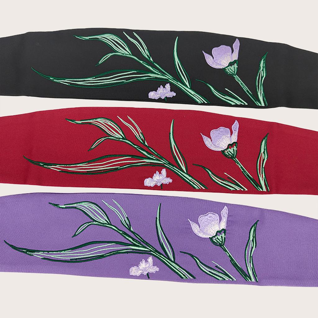 Vintage Hanfu Waistband for Women Elegant Chinese Style Belt with Embroidery Orchid for Hanfu Clothing Mamianqun