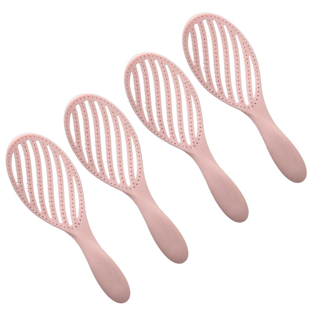 4Pcs Curved Vented Hair Brush Professional Soft Needle Detangling Hairbrush for Faster Blow Drying Styling Pink