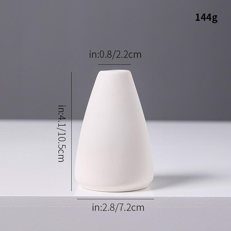 White Ceramic Mini Vase, Chinese Minimalist Desktop Hydroponic Pot for Dried Flowers, Aesthetic