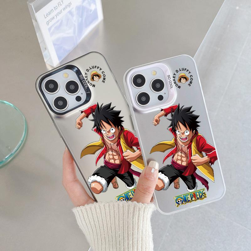 ONE PIECE Luffy Ace Mobile Phone Case iPhone17pm Trendy Cool Anti-drop Colored Silver IMD Apple 16pro Boys