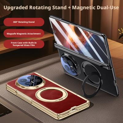 360° Rotating For Magnetic Holder Phone Case with HD/Anti-peep Screen Protector for Honor Magic V6 V5 Hinge Cover