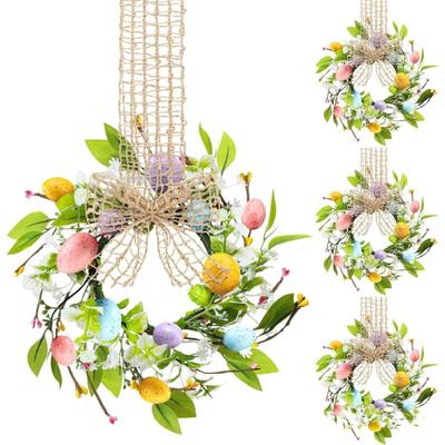 Pequeña Corona de Huevos de Pascua para Puerta Principal Corona de Huevos Coloridos de Primavera Artificial Corona Colgante de Granja para Armario de Cocina con Cinta para Porche Delantero