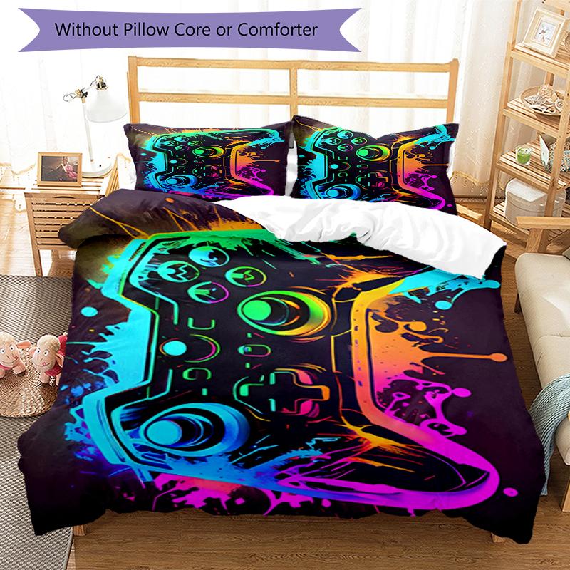 3pcs Game Controller Bedding Set Duvet Cover Closure Includes 1 Duvet Cover & 2 Pillowcases, Soft and Comfortable for All Seasons.