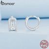 BAMOER White Gold Plated Huggie Earrings Small Hoop Earrings for Women, 925 Sterling Silver Hypoallergenic CZ Earrings