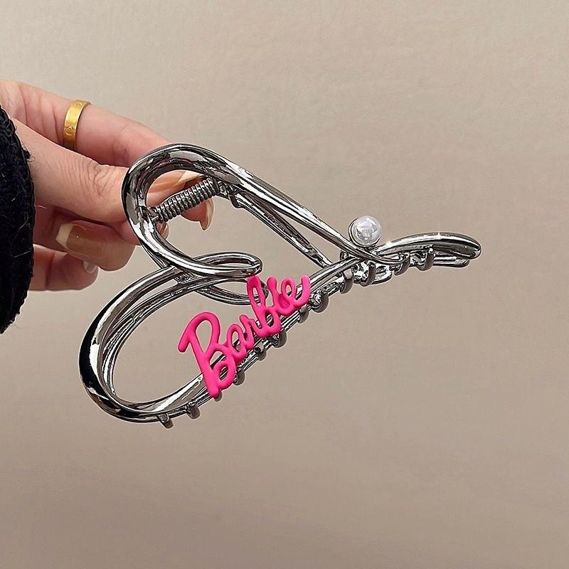 Silver Textured Metal Shark Hair Claw - Women's Stylish Updo Clip Accessory