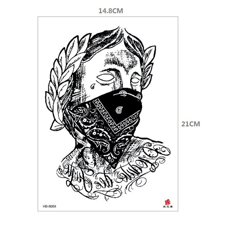 Clown Mouth Flower Body English Color Lion Tiger Half Arm Animal Pattern Water Transfer Simulation Tattoo Sticker