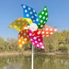 22Cm Six-Leaf Stripes Solid Color Small Plastic Hand-Held Windmills Garden Plant Flower Repellent Windmill Outdoor Decoration