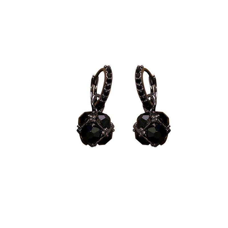 Vintage Square Black Zircon Earrings Luxury Geometric Black Diamond Goth Earrings