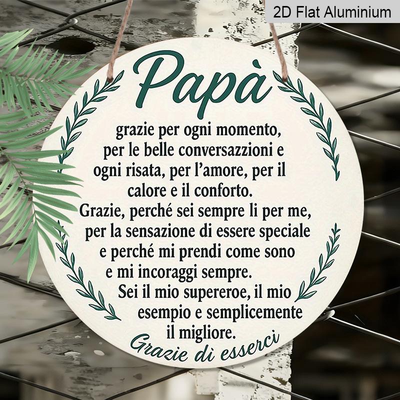 2D Flat, 1pc 7.87x7.87 Inch Round Italian-style Aluminum Sign, "Thank You Father" Vintage Decorative Plaque, Father's Day Appreciation Gift Decor