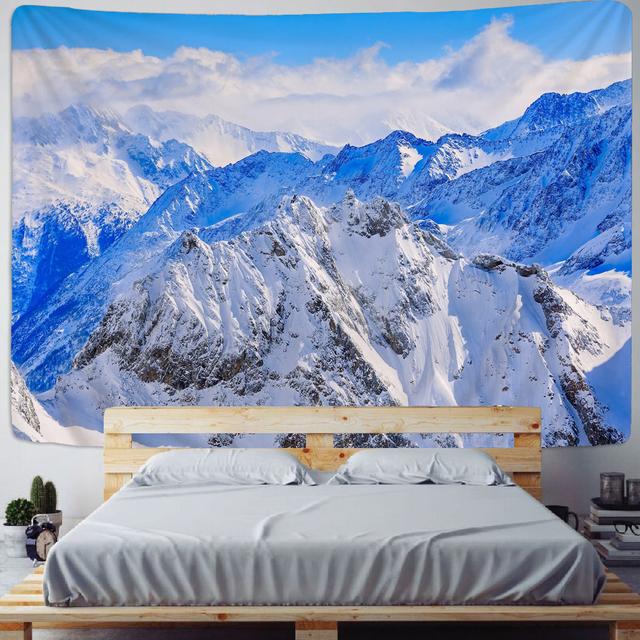 Christmas Forest Tapestry Snowy Trees Wooded Scenery Frosty Winter Park Winter Design, Wall Hanging for Bedroom Living Room Dorm