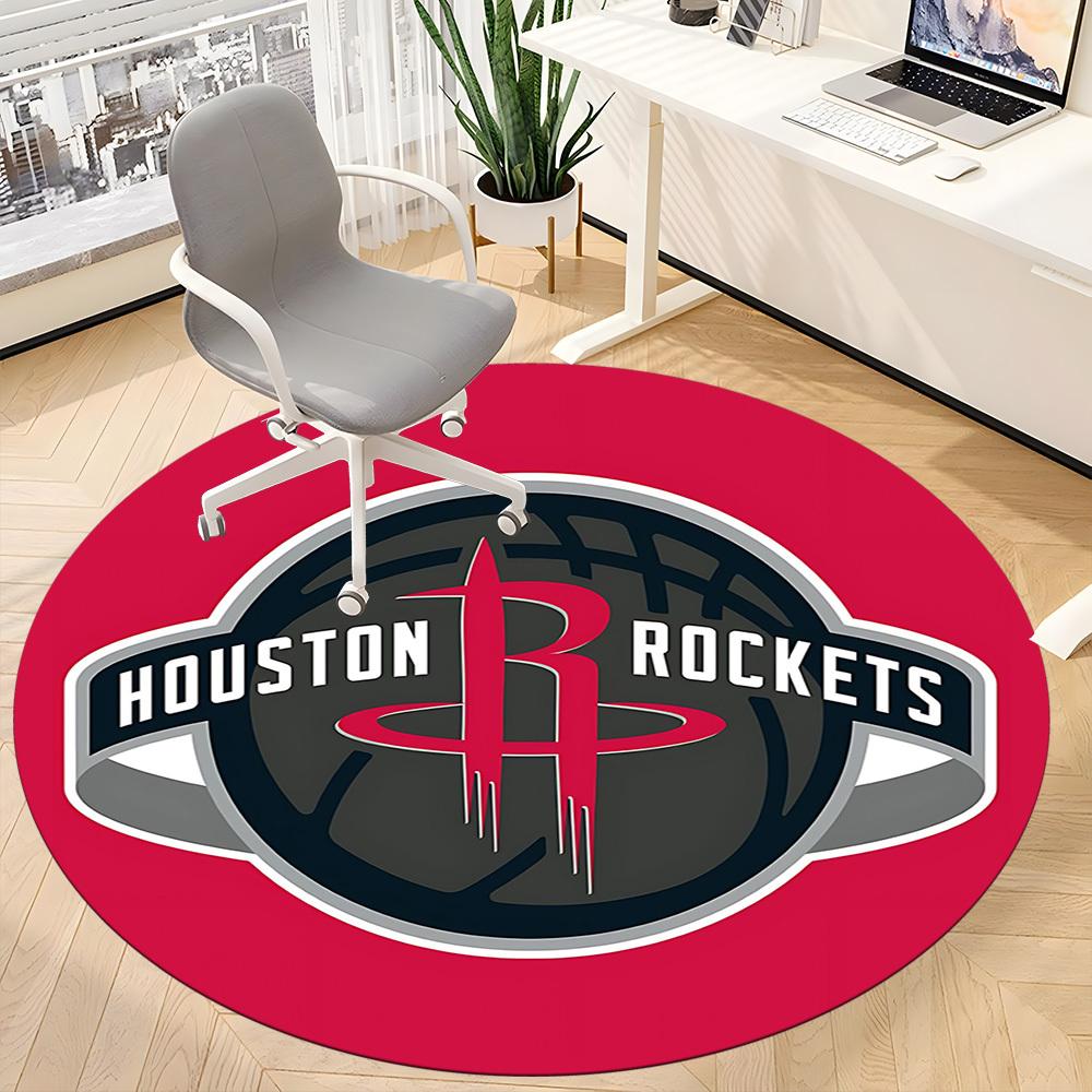 1pc Houston Rockets Office Round Area Rug, Indoor Mat Suitable For Office,Bedroom Living Room Home Decor, Room Deco A0926208