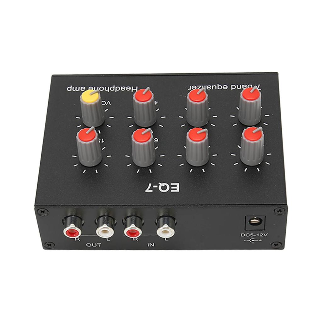 7 Band Sound Equalizer RCA Output Input 3.5mm Interface Dual Channel Digital Equalizer for Cars 100‑240V EU Plug