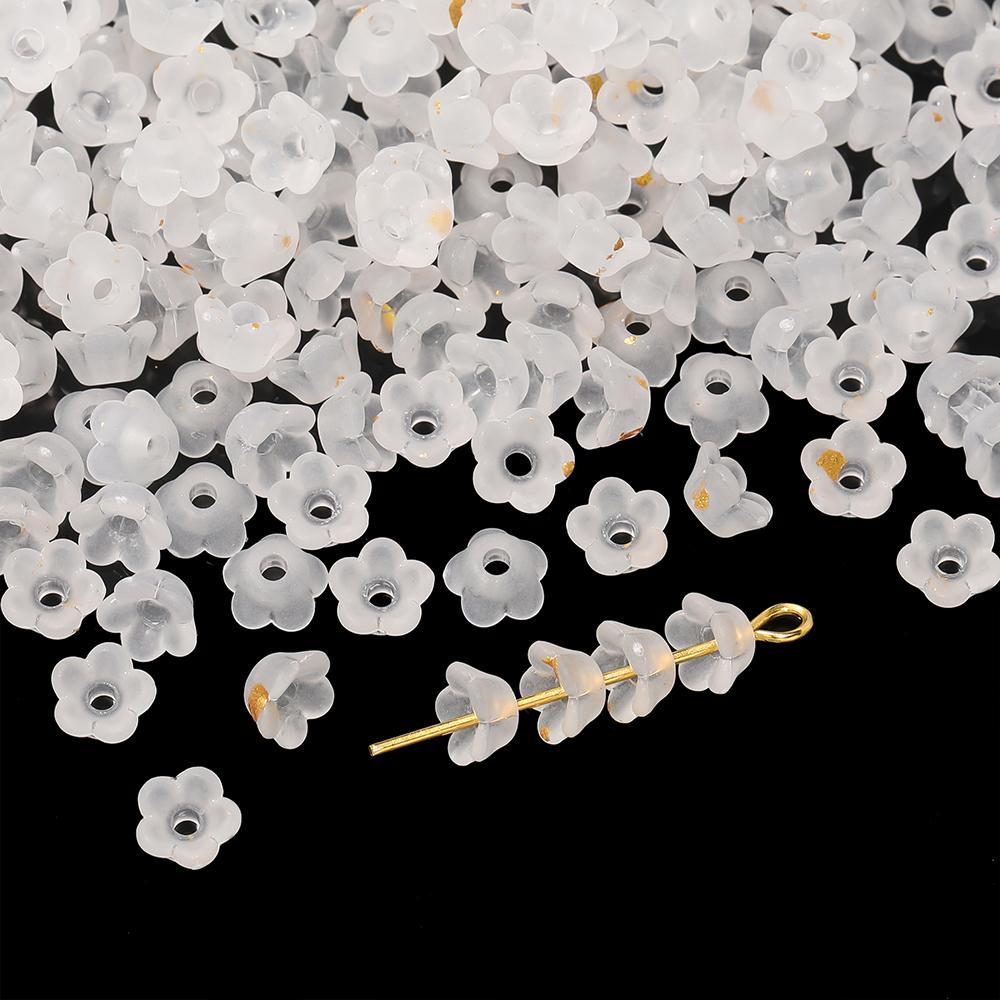 100pcs Gradient Color Flower Shaped Beads Caps Acrylic Spacer Beads for DIY Jewelry Earrings Bracelets Necklaces Making Findings
