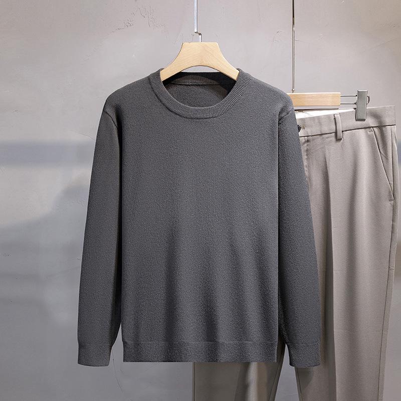 Men's Plus Size V-Neck Wool Sweater - 2023 Autumn/Winter Long Sleeve Knit Pullover