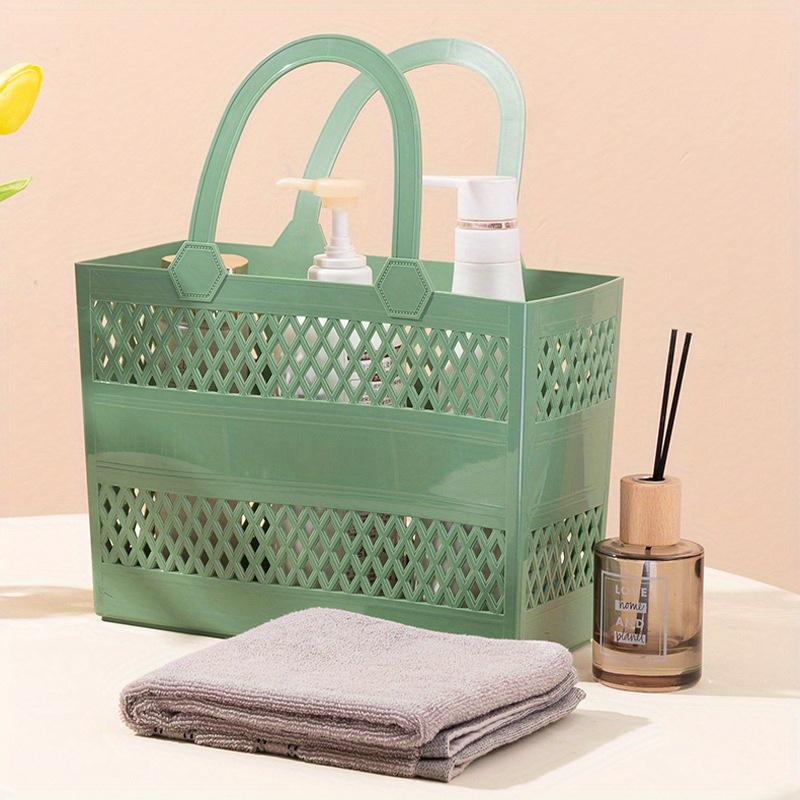 1 τεμ. Πλαστικό Καλάθι Αποθήκευσης Πολλαπλών Χρήσεων με Χερούλι, Διάτρητο Σχέδιο, Οργανωτής Μεγάλης Χωρητικότητας για Χρήση στο Μπάνιο, την Κουζίνα και το Σπίτι