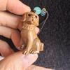 Peach Wood Zodiac Animals Keychain: Modern Chinese Style Cute Cartoon Pendant Gift