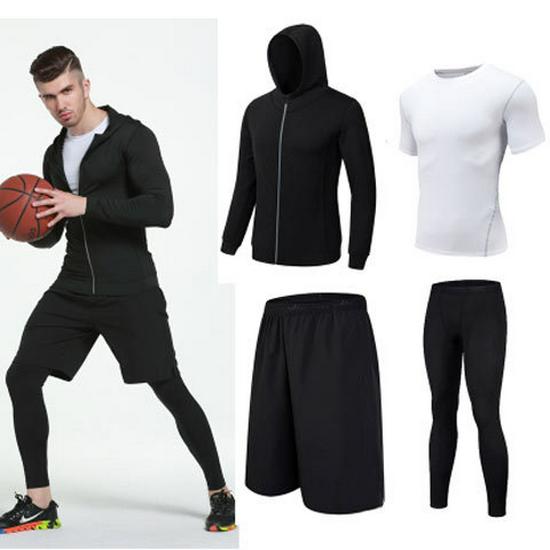Men's Quick-Dry Basketball Compression Sportswear Set - 3 or 4 Pieces for Autumn/Winter Running