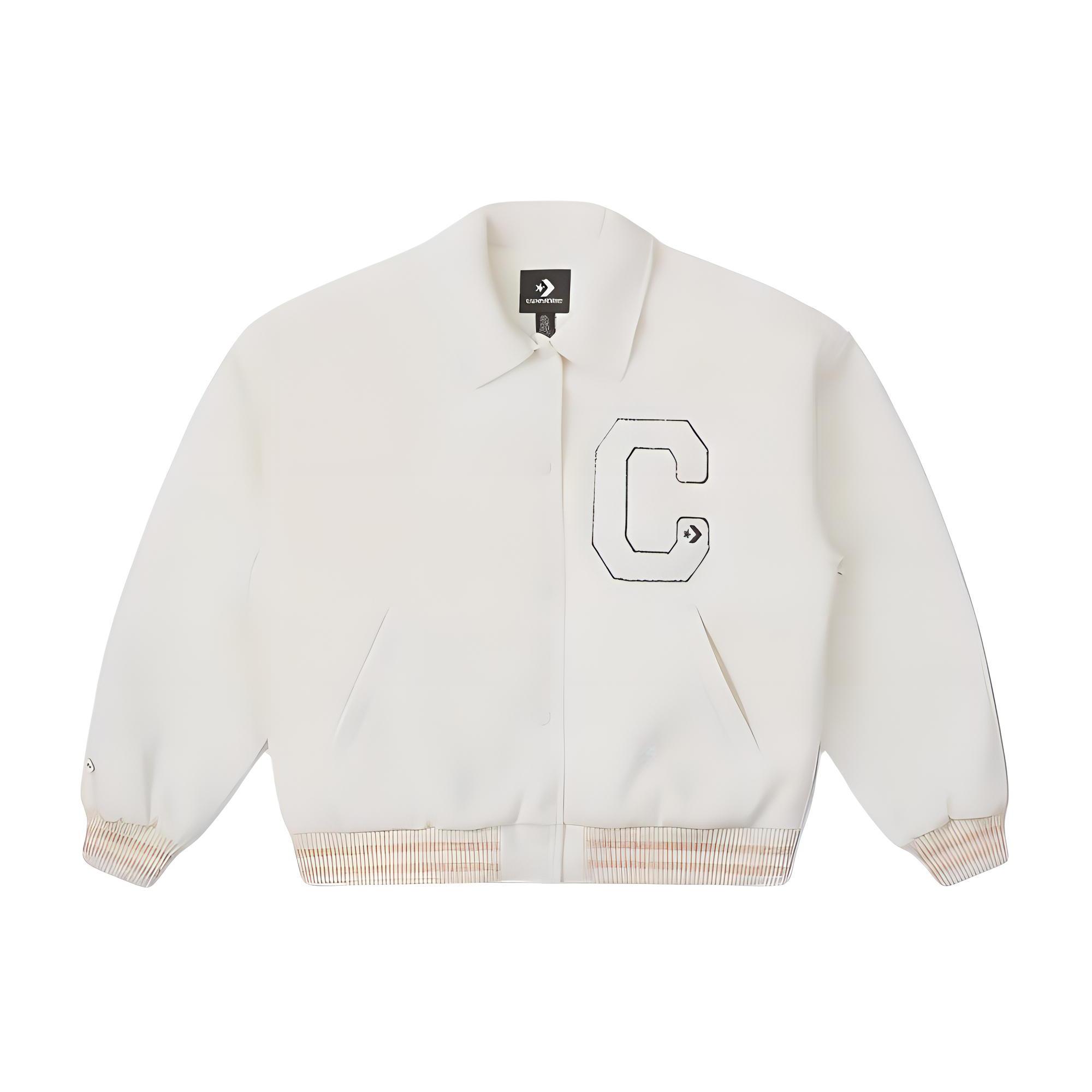 

New Converse Baseball Jacket Women s Milk White 10027242-A02 L
