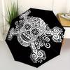 1pc Skull DayOfTheDead Automatic Open/close, Heavy-Duty Iron Frame & 8-Rib Structure, Compact Folding Umbrella for Women/Men, All-Season Travel, Hallo