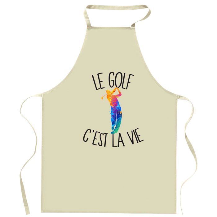Tablier de cuisine - Planetee - Golf « C'est la vie » - Coton résistant - Impression française