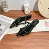 Sandals women's summer wear high-end wedge heel pointed cool slippers shoes women's French thin belt low heel sandals temperament shoes