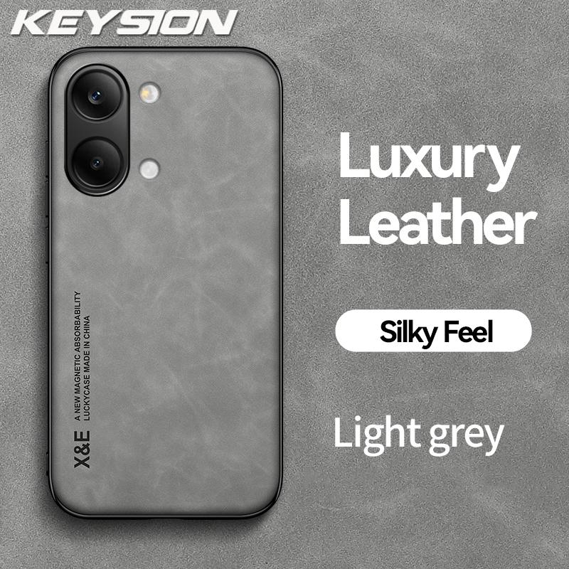 KEYSION Luxury Retro PU Leather Phone Case for Xiaomi POCO X8 Pro Silicone+PC Shockproof Phone Back Cover for POCO X8 Pro Max