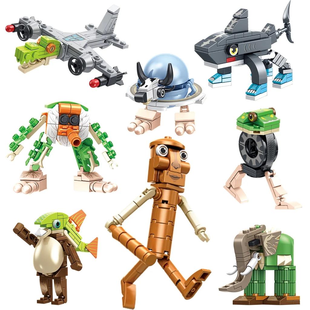 Italienische Hirnfäule Tiere Tung Tung Tung Sahur Bausteine Tralalelo Tralala SharkBricks Spielzeug Geschenk für Kinder