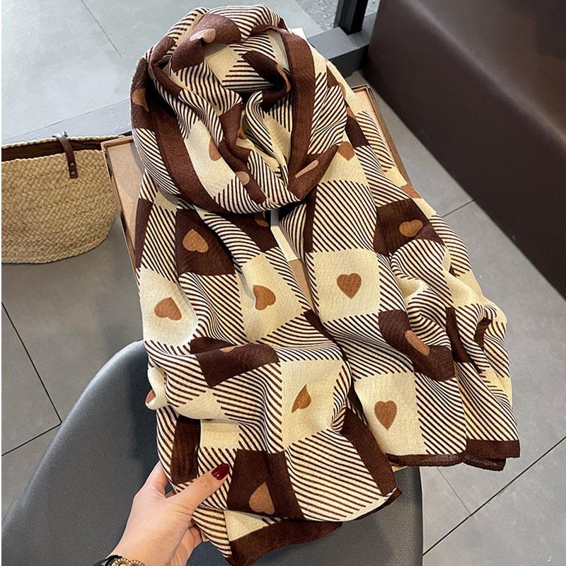 Women Scarf Flower Print Hijab Soft Shawls And Wraps Tessale Female Foulard Designer Pashmina Bandana Headscarf
