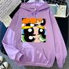 Herbst Winter Süßigkeitenfarbe Kapuzenpullover Powerpuff Girls Aufdruck Lockerer Schnitt Langarm Sweatshirt Damen