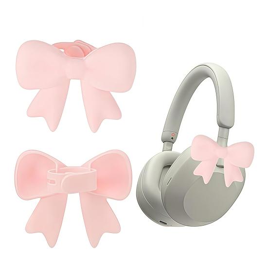 1/2 Pairs Headphone Silicone Bow Decoration Universal 3D Headset Decorative Bow Clip Women Headphone Attachment Accessory