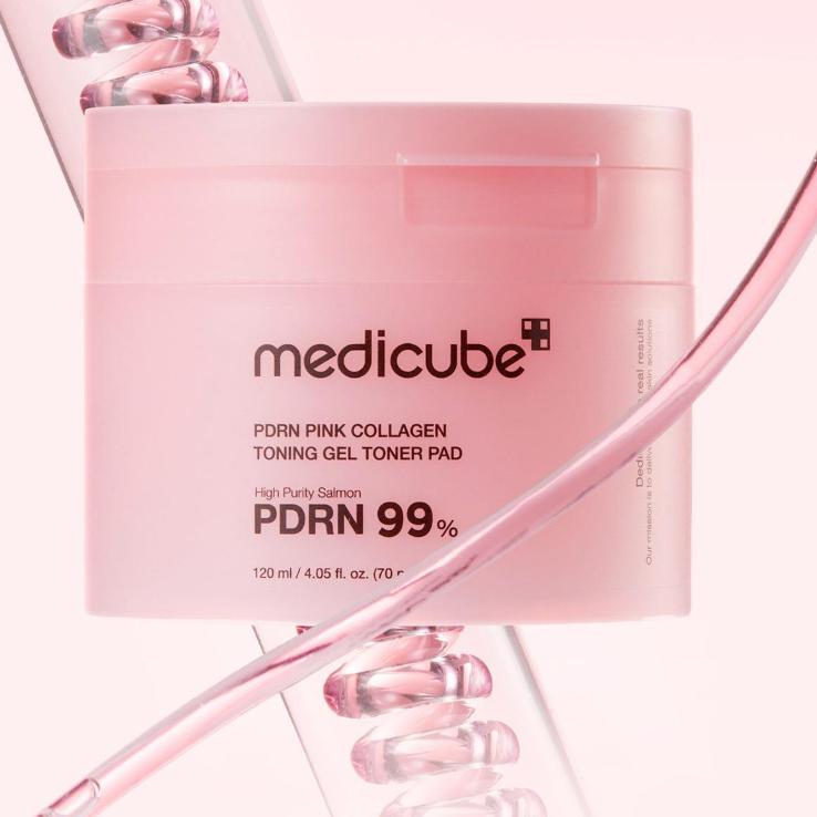 MEDICUBE PDRN Pink Collagen Gel Toner Pads 70 Sheets - Hydrating & Firming K-Beauty