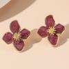 Eco-Friendly Alloy Retro French Four-Petal Flower Stud Earrings - Exquisite High-End Jewelry