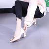 2025 New Thick Heel Pointed Head Light Mouth Patent Leather Single Shoes Commuter Red High Heels Wedding Shoes Work Shoes Square Buckle Women's Shoes