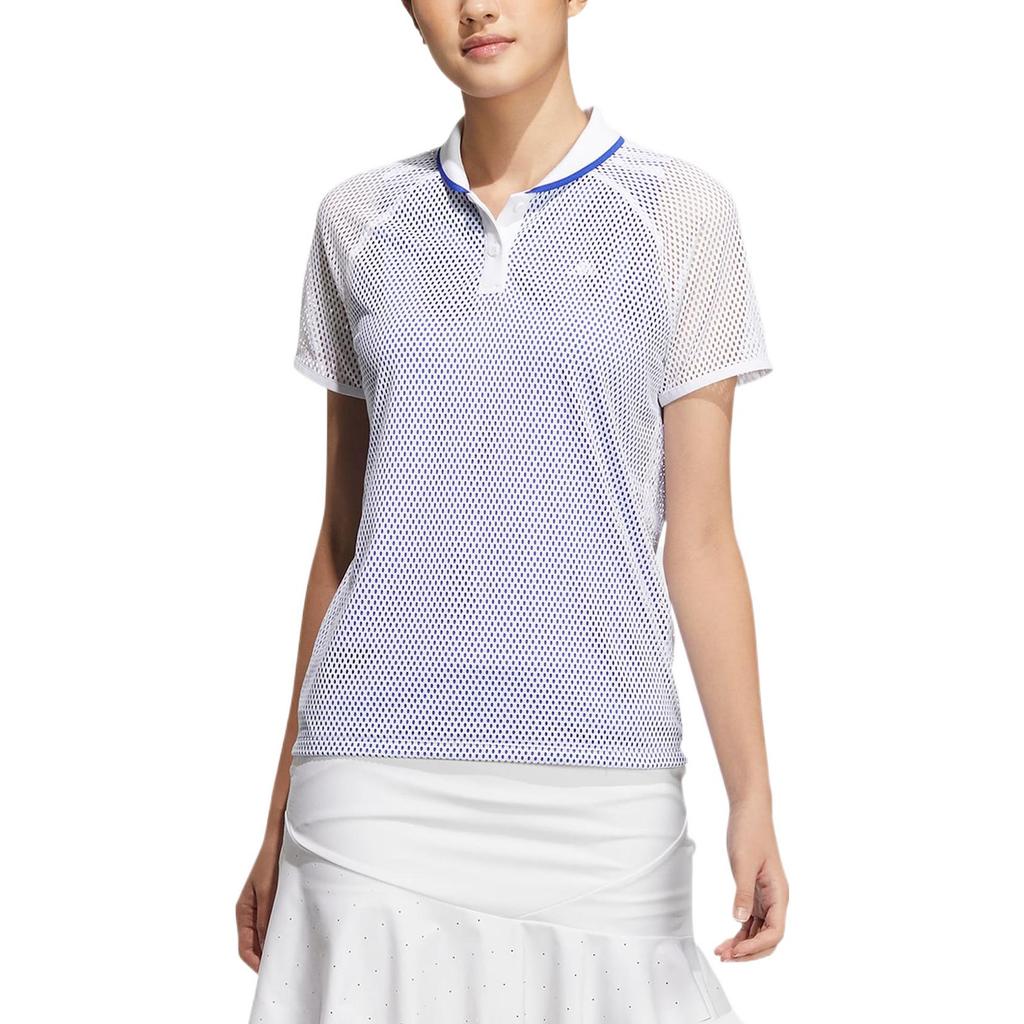 Adidas Solid Color Short Sleeve Polo Women Tops Blue HT0000