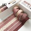 Artistic Washi Tape Roll 6 Rolls Plaid Set, Grid Checkered Pattern Masking Tape, Self Retro Adhesive Decorative for DIY Crafts, Journal, Scrapbook,