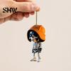 Creative Halloween Party Favors 2Pcs Hoodie Skeleton Ornaments, 2D Flat Acrylic Pendants, Gothic Car Rearview Mirror Hanging Ornament Style Ornaments