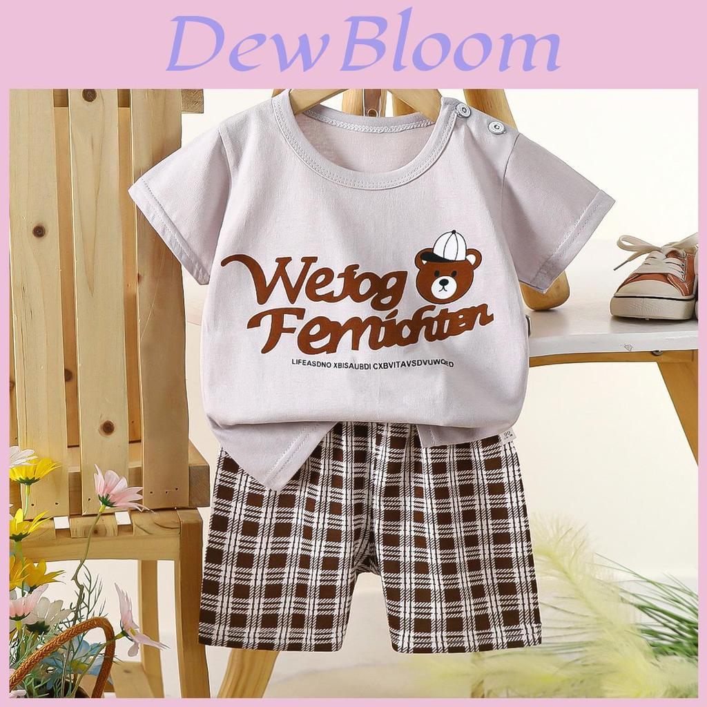 Summer Kids Toddler Short Sleeve Shorts Set With Cartoon Patterns For Boys And Girls