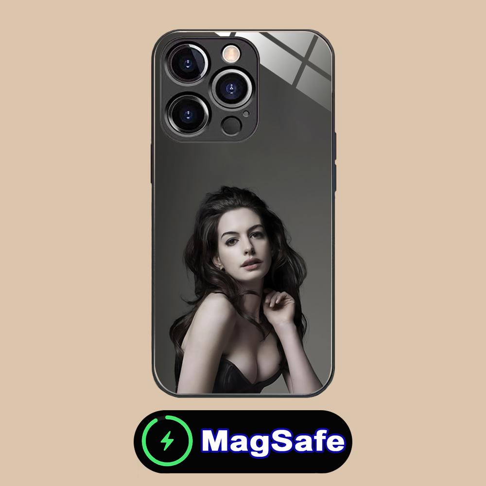 Anne Hathaway Mobile Phone Case for iPhone 17 16 15 14 13 12 11 Air Pro Max Plus Mini MagSafe Glass Colorful Cover Pretty Cover