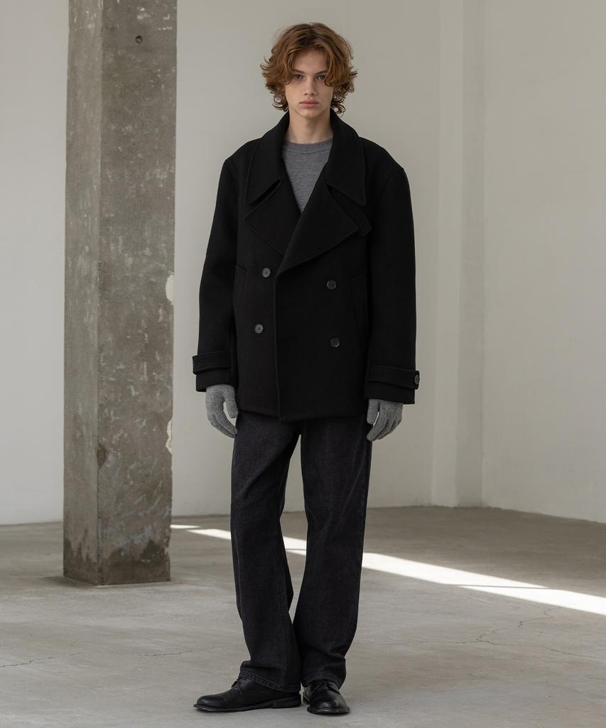 Decoroso Duff Balmacaan Wool Half Short Coat [Black]