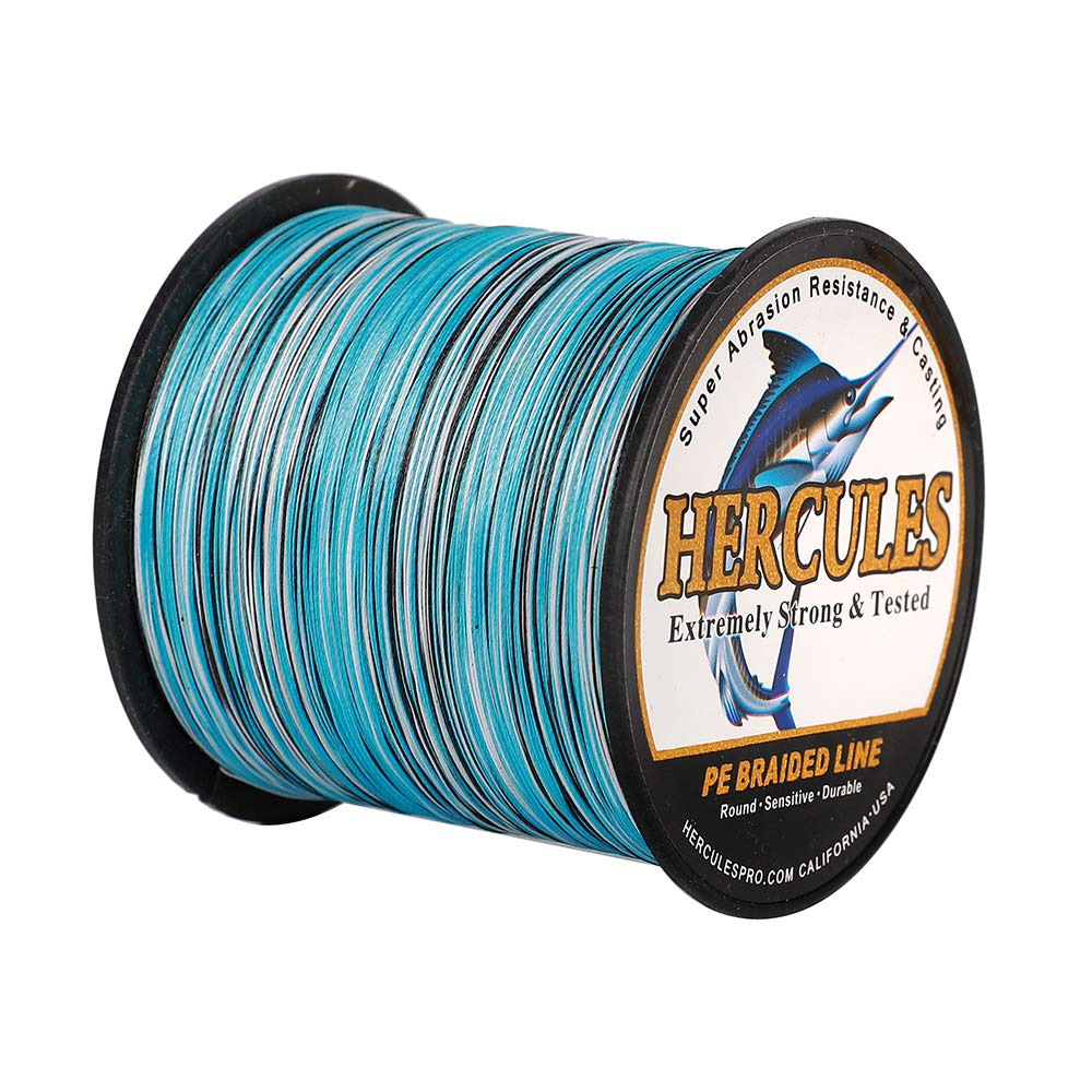 HERCULES PE X8 Fishing 15 High High No for Camouflage Blue 500m Line, 8-Strand Braid, Colors, Strong, Long-Distance Casting, Strength, Sensitivity,