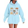 Women's Casual Fashion Comfortable Round Neck With Hood Long Sleeve Halloween Print Warm Sweatshirt