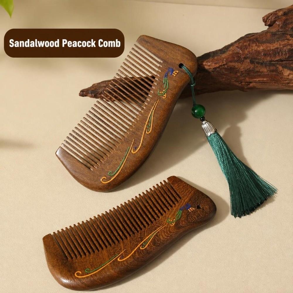 Vintage Wooden Hair Comb Carved Wide Tooth Comb Boutique Sandalwood Hair Brush  Straight Hair