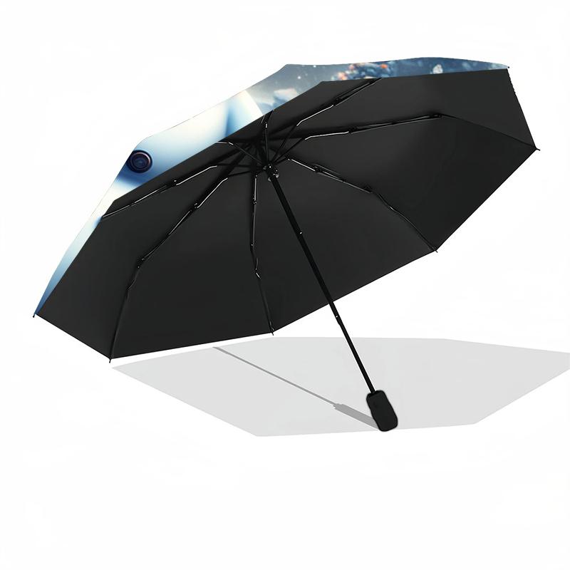 1pc Sturdy 8-Bone Auto Umbrella, Adorable Snowman Umbrella, Digital Printed, Foldable Umbrella for On-the-Go Outdoor Use