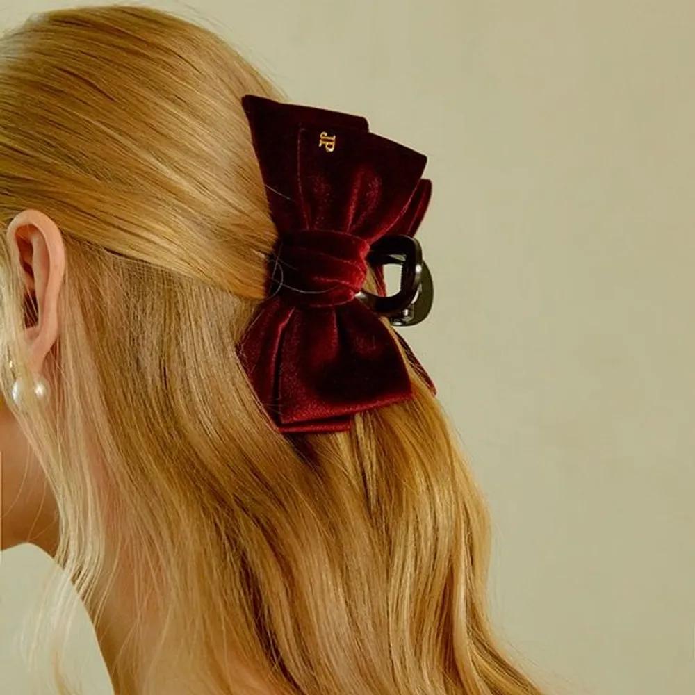 Velvet Ribbon Hair Clip JP-23-378CC Navy