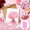 9 Pcs Pink Valentine's Day Kitchen Accessories Decor 6 Kitchen Towels 3 Heart Silicone Spatulas with Wooden Handles Pink Heart Gnome Bicycle Truck
